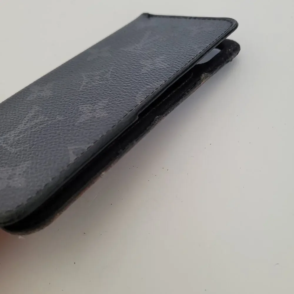 Authentic Louis Vuitton LV Monogram Folio iPhone X Case Black‎ Phone Hard Cover